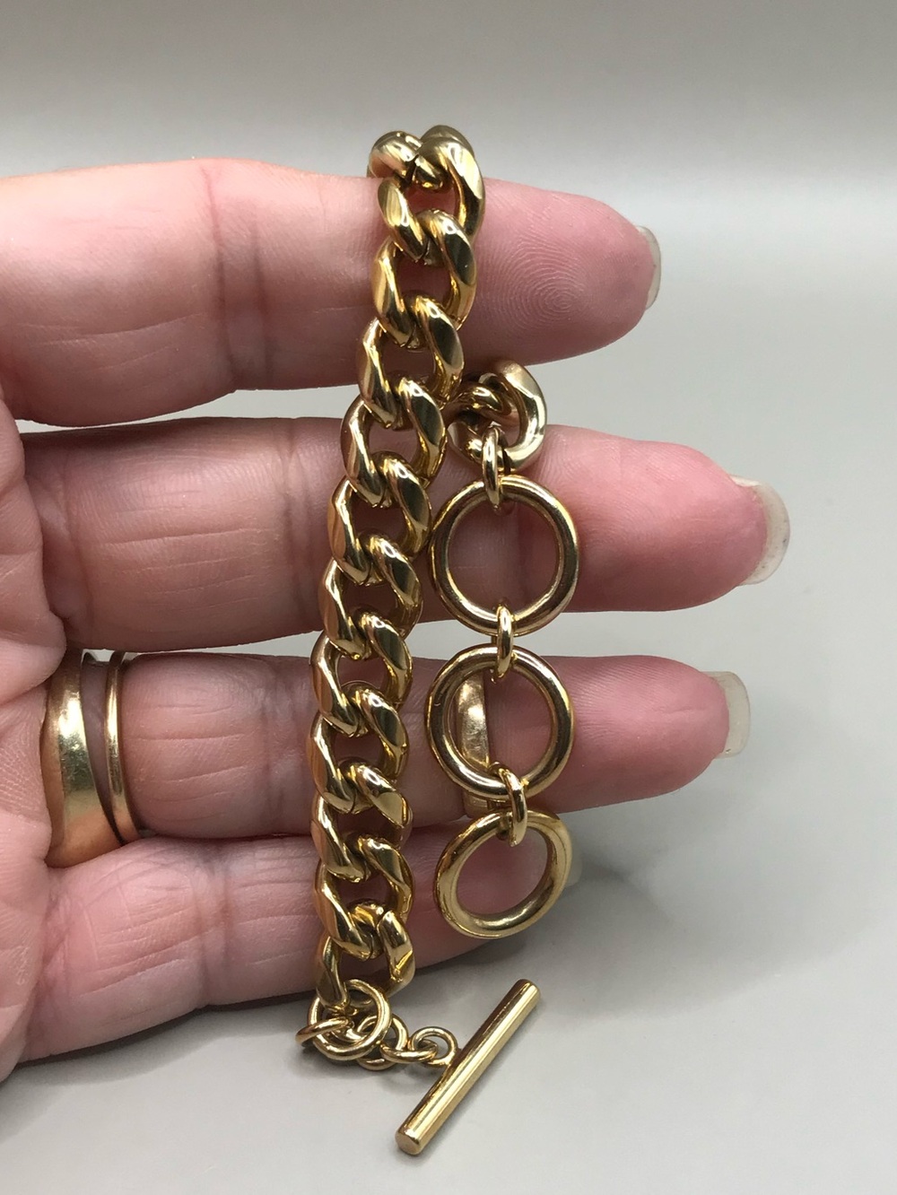 Gold-Tone Chain Bracelet with Toggle Clasp - Picture 7 of 7